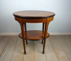 Victorian Inlaid Oval Two Tier Side Table